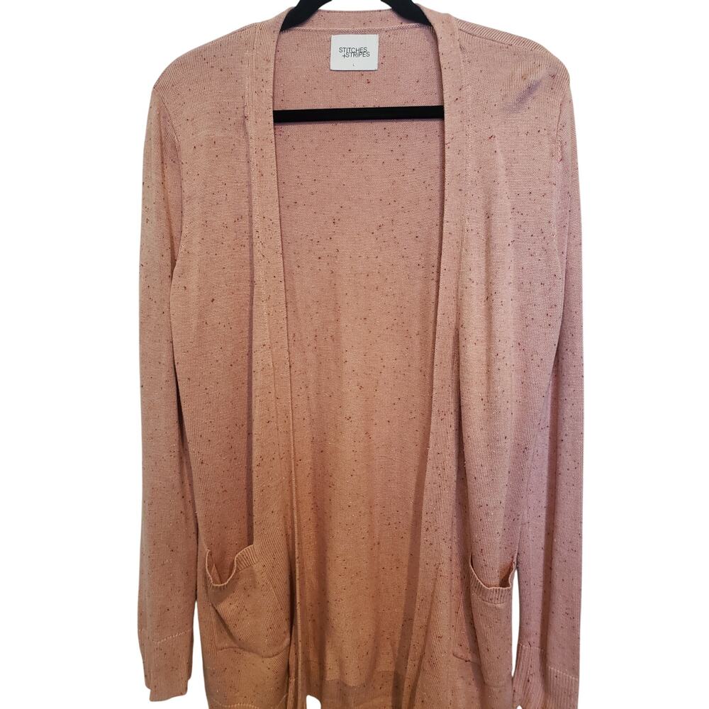 Stitches and Stripes Light Pink Slub Knit Long Line Cardigan Large